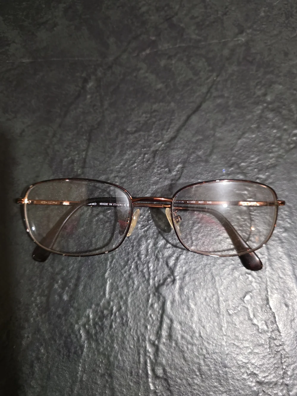 Safilo Elasta 7205 N2T Brown Rectangle Eyeglass Frames Metal Italy 55-19-145